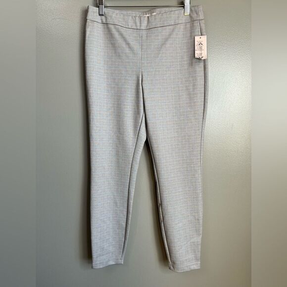 Nanette Lepore pull on grey white checkered ankle pants academia professional - Picture 9 of 16